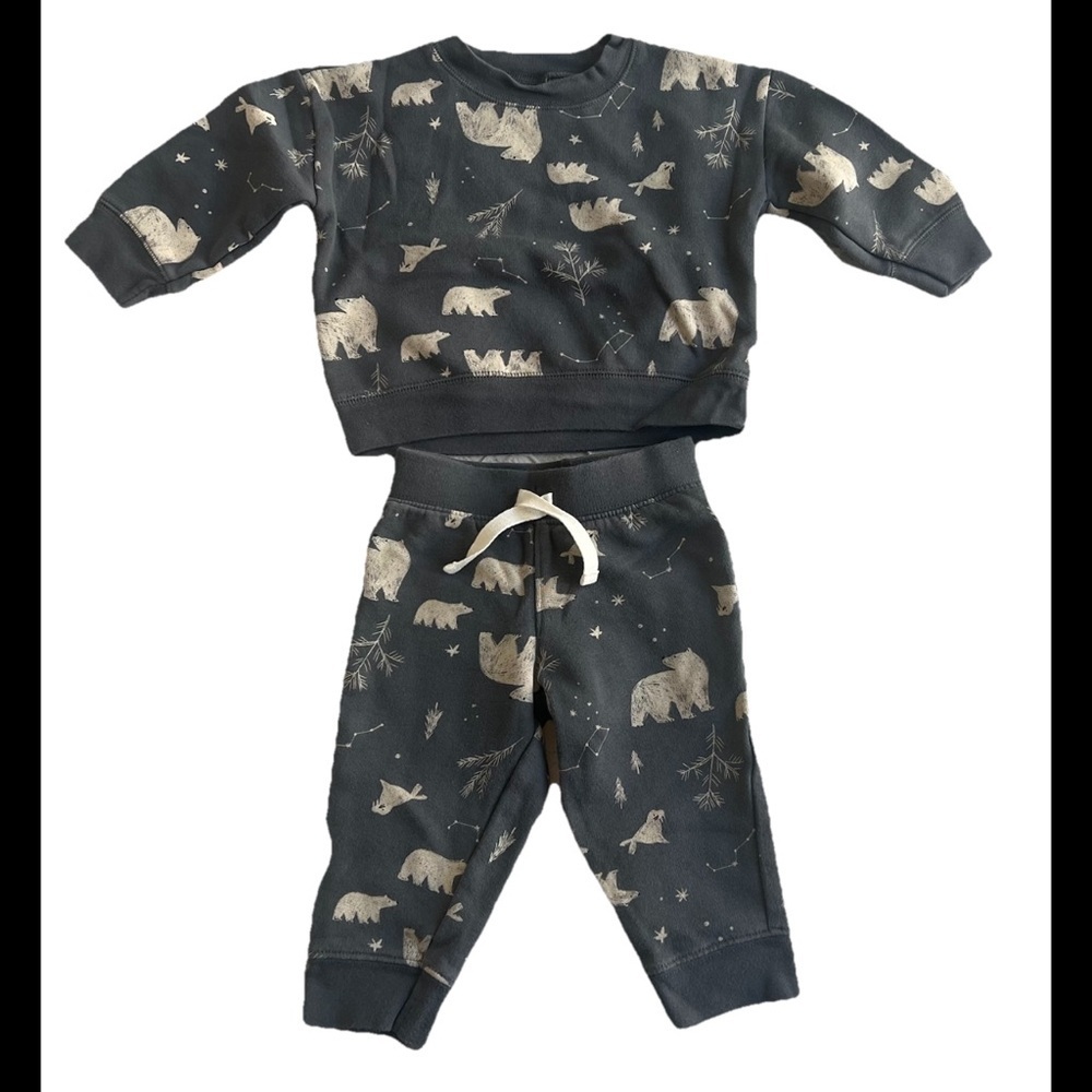 Carter’s Gray 2 Piece Pajama Set W/polar Bears 12 Months (0509)
